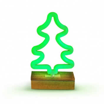 Neona  LED  EGLĪTE  uz  koka  statīva  zaļa-FLNW03