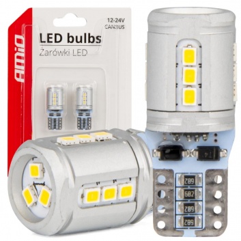 LED  spuldzes  CANBUS  T10e  W5W  15x2016  SMD  White  12V/24V  AMIO-03723