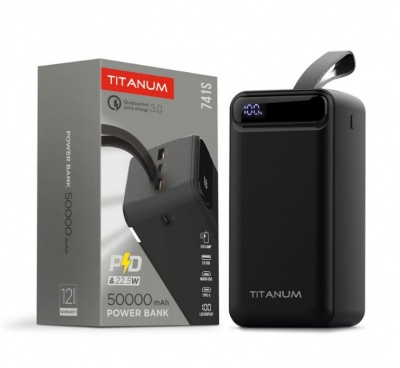 VIDEX  power  banka  50 000MAH TITANUM 741S 22.5W BLACK  TPB-741S-B