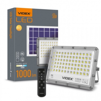 VIDEX  LED  proāžektors  uz saules  enerģijas  50W, 1000LM 5000K (BATERIJA LIFEPO4 10000 MAH 3.2V) (PANELIS 10W) VIDEX VL-FSO2-505