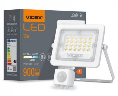 VIDEX  LED  prožektors  ar  sensoru  10W, 900LM 5000K  VLE-F2e-105W-S