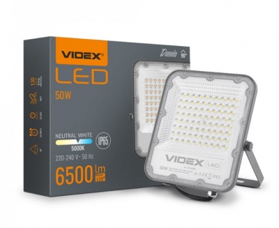 VIDEX  LED  industriālais  prožektors  50W, 6500LM 5000K, DAVIS  VL-F2-505G