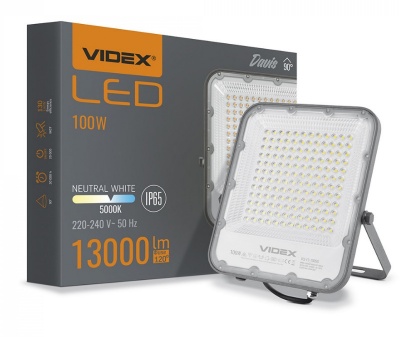 VIDEX  LED  industriālais  prožektors  100W, 13000LM 5000K, DAVIS  VL-F2-1005G