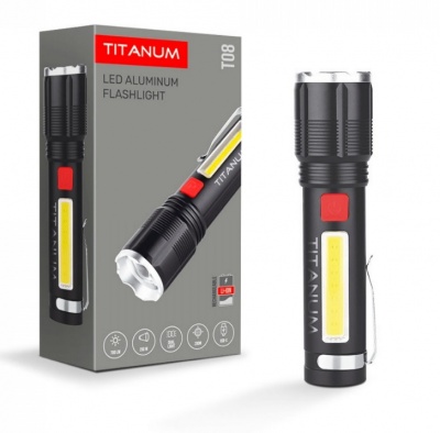 VIDEX  LED  lukturis  700LM 6500K, LI-ION 18650 1500MAH (IEBŪVĒTS), TITANUM TLF-T08