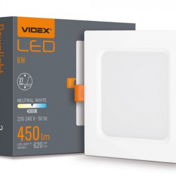 VIDEX  LED  iebūvējamais  gaismeklis  6W, 620LM 4000K  VLE-DLBS-064