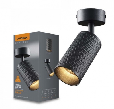 VIDEX  GU10  sienas,griestu  lampa  GU10-GRANT-BLACK  VL-SPF02B-BP