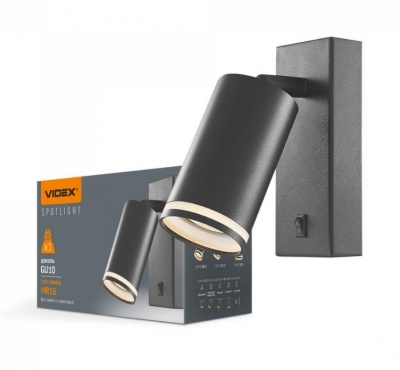 VIDEX  sienas  lampa  GU10-KENT-BLACK, MELNA  VL-SPF05E-B