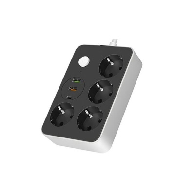 REMO  pagarinātājs 2m , melns  4x230V + 2x USB-A+1xUSB-C