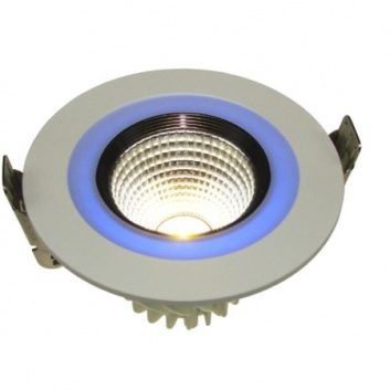 LED  iebūvējamais  gaismeklis  COB CALON  7W+3W  silti  balts+zils