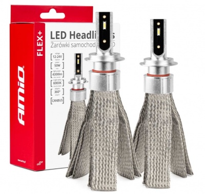 LED  auto  spuldzes  FLEX+ Series H7/H18  canbus  6000K  12-24V  AMIO-03659