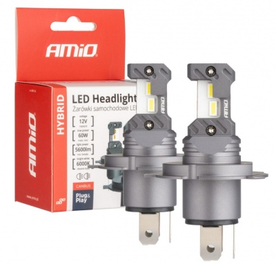 LED  auto  spuldzes  hibrīda  sērija  H4  H19  6000K  Canbus  60W  AMIO-04114